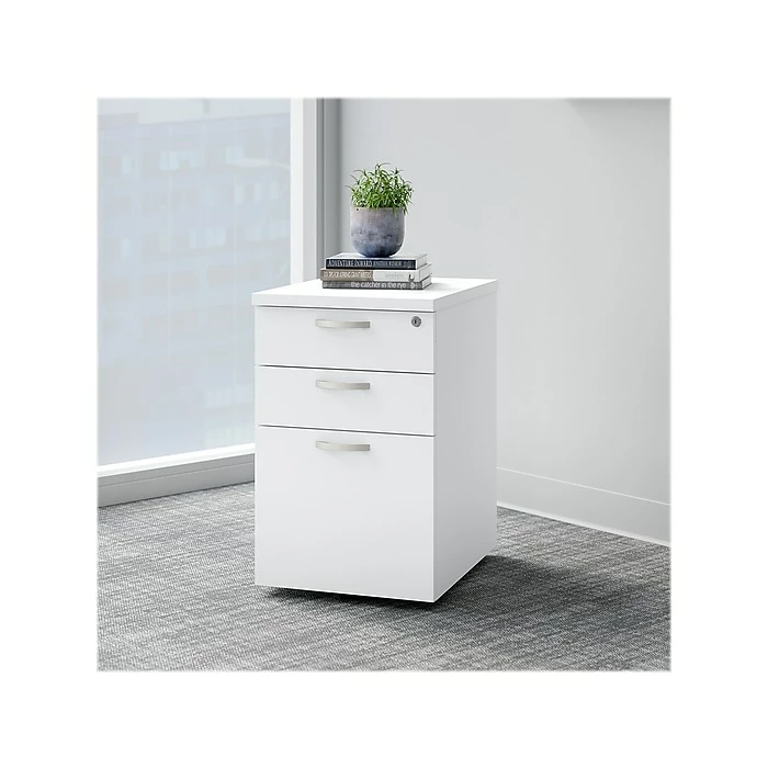 Bush Business Furniture Easy Office 3-Drawer Vertical File Cabinet, Locking, Letter/Legal, Pure White, 20" (EOF116WH-03) 4 Bush Business Furniture Easy Office 3-Drawer Vertical File Cabinet, Locking, Letter/Legal, Pure White, 20" (EOF116WH-03) - Image 2