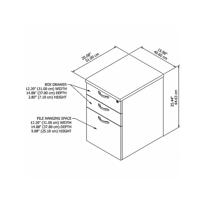 Bush Business Furniture Easy Office 3-Drawer Vertical File Cabinet, Locking, Letter/Legal, Pure White, 20" (EOF116WH-03) 7 Bush Business Furniture Easy Office 3-Drawer Vertical File Cabinet, Locking, Letter/Legal, Pure White, 20" (EOF116WH-03) - Image 5