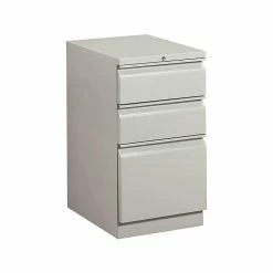 HON Brigade 3-Drawer Vertical File Cabinet, Mobile/Pedestal, Letter, Gray, 19.88"D (H33720R.L.Q)