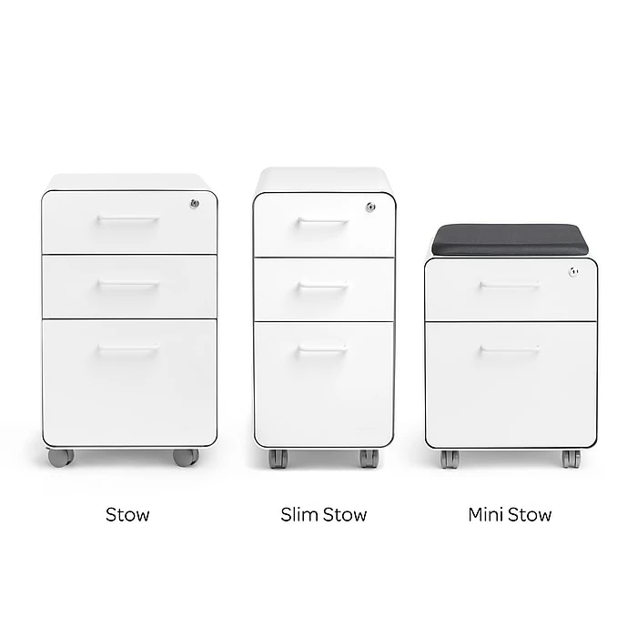 Poppin Stow 3-Drawer Vertical Locking File Cabinet, White & Slate Blue, 16" (106039) 8 Poppin Stow 3-Drawer Vertical Locking File Cabinet, White & Slate Blue, 16" (106039) - Image 6