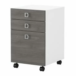 Office By Kathy Ireland® Echo 3-Drawer Vertical File Cabinet, Mobile, Letter, Pure White/Modern Gray, 16" (KI60501-03)
