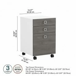 Office By Kathy Ireland® Echo 3-Drawer Vertical File Cabinet, Mobile, Letter, Pure White/Modern Gray, 16" (KI60501-03) -File Cabinets Shop unnamed file 2690