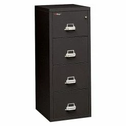 FireKing 2-Hour Fire Resistant Vertical File Cabinet, Letter, 4-Drawer, Black, 56 3/16"H X 19"W X 31 3/16"D, Inside Delivery