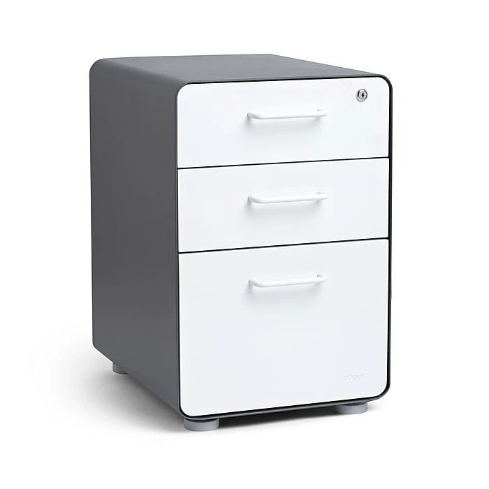 Poppin, 3-Drawer File Cabinet, Charcoal + White (103539) 3 Poppin, 3-Drawer File Cabinet, Charcoal + White (103539)
