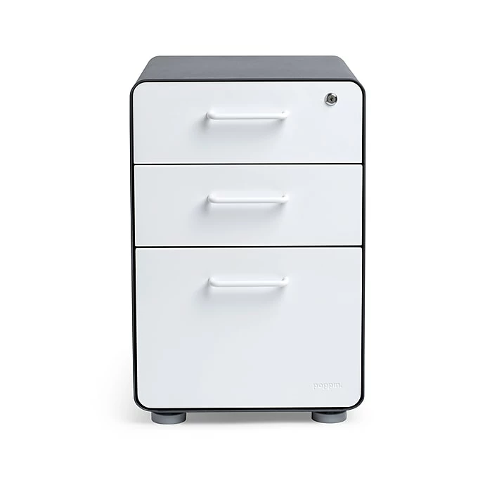 Poppin, 3-Drawer File Cabinet, Charcoal + White (103539) 5 Poppin, 3-Drawer File Cabinet, Charcoal + White (103539) - Image 3