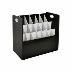 AdirOffice 21-Slot Roll File Cabinet, Mobile, Specialty, Black, 15.75" (625-BLK)