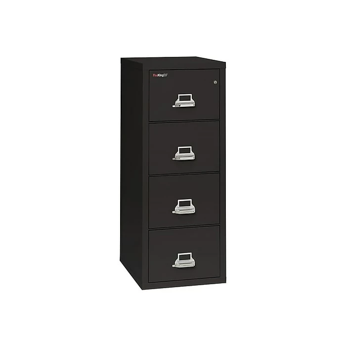 FireKing Classic 4-Drawer Vertical File Cabinet, Fire Resistant, Letter, Black, 25.06"D (4-1825-CBL) 3 FireKing Classic 4-Drawer Vertical File Cabinet, Fire Resistant, Letter, Black, 25.06"D (4-1825-CBL)