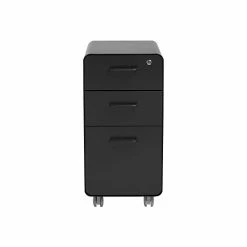 Poppin The Sort-It-Out 3-Drawer Vertical File Cabinet, Locking, Letter/Legal, Black, 20" (104741)