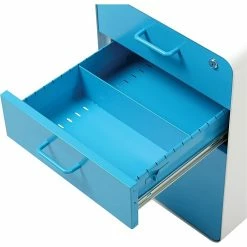 Poppin Stow 3-Drawer File Cabinet, White + Pool Blue -File Cabinets Shop unnamed file 2795