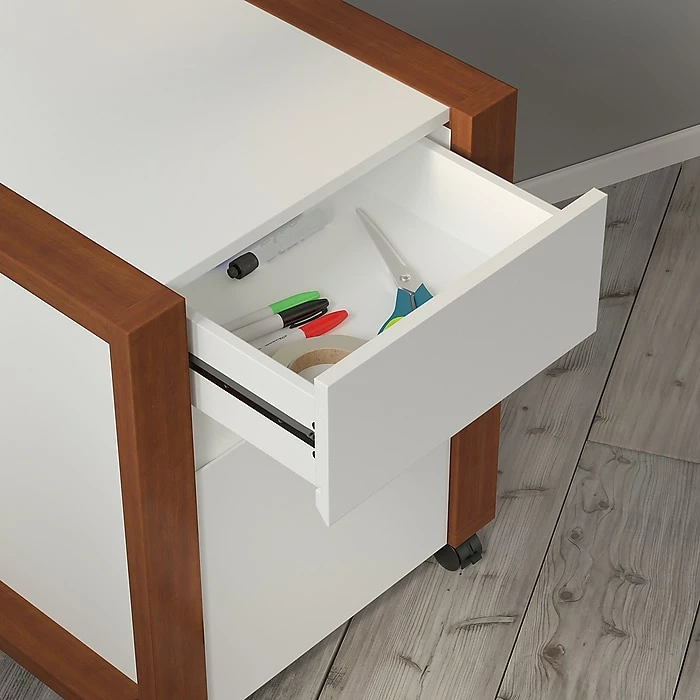 Kathy Ireland® Home By Bush Furniture Voss 1-Drawer Vertical File Cabinet, Letter, Cotton White/Serene Cherry, 20.87"D 5 Kathy Ireland® Home By Bush Furniture Voss 1-Drawer Vertical File Cabinet, Letter, Cotton White/Serene Cherry, 20.87"D - Image 3