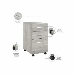Bush Business Furniture Hybrid 3-Drawer Mobile File Cabinet, Letter/Legal, Platinum Gray, 20" (HYF216PGSU-Z) -File Cabinets Shop unnamed file 2822
