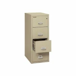 FireKing Classic 4-Drawer Vertical File Cabinet, Fire Resistant, Letter, Parchment, 31.56"D (4-1831-CPA) -File Cabinets Shop unnamed file 2837