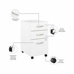 Bush Business Furniture Hybrid 3-Drawer Mobile File Cabinet, Letter/Legal, White, 20" (HYF216WHSU-Z) -File Cabinets Shop unnamed file 2875
