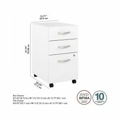 Bush Business Furniture Hybrid 3-Drawer Mobile File Cabinet, Letter/Legal, White, 20" (HYF216WHSU-Z) -File Cabinets Shop unnamed file 2876