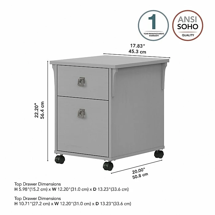 Bush Furniture Salinas 2-Drawer Vertical File Cabinet, Mobile, Letter/Legal, Cape Cod Gray, 20" (SAF118CG-03) 6 Bush Furniture Salinas 2-Drawer Vertical File Cabinet, Mobile, Letter/Legal, Cape Cod Gray, 20" (SAF118CG-03) - Image 4