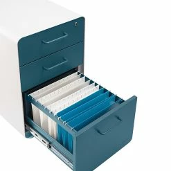 Poppin Stow 3-Drawer Vertical Locking File Cabinet, White & Slate Blue, 16" (105944) -File Cabinets Shop unnamed file 2929