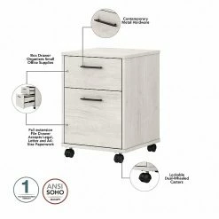 Bush Furniture Key West 2-Drawer Mobile File Cabinet, Letter/Legal, Linen White Oak, 15.75" (KWF116LW-03) -File Cabinets Shop unnamed file 2935