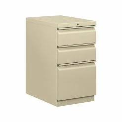 HON Brigade 3-Drawer Vertical File Cabinet, Mobile/Pedestal, Letter, Putty/Beige, 22.88"D (H33723R.L.L)
