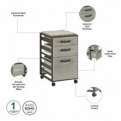 Bush Furniture Refinery 3-Drawer Vertical File Cabinet, Mobile/Pedestal, Letter, Cottage White, 18" (RFF116CWH-03) 12 Bush Furniture Refinery 3-Drawer Vertical File Cabinet, Mobile/Pedestal, Letter, Cottage White, 18" (RFF116CWH-03) -File Cabinets Shop unnamed file 2981