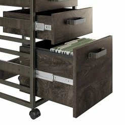 Bush Furniture Refinery 3-Drawer Vertical File Cabinet, Mobile/Pedestal, Letter, Dark Gray Hickory, 18" (RFF116GH-03) -File Cabinets Shop unnamed file 3020