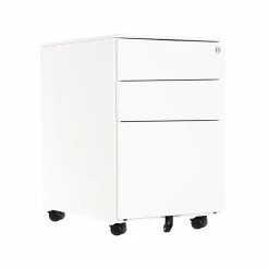 Gry Mattr 3-Drawer Vertical File Cabinet, Mobile, Letter/Legal, White, 21" (GMCC-00848)