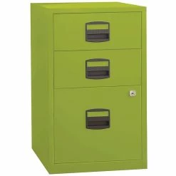 Bindertek Bisley Three Drawer Steel Home Or Office Filing Cabinet, Green, Letter/A4 (FILE3-GR)
