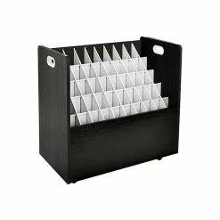 AdirOffice 50-Slot Roll File Cabinet, Mobile, Specialty, Black, 15.5" (626-BLK)