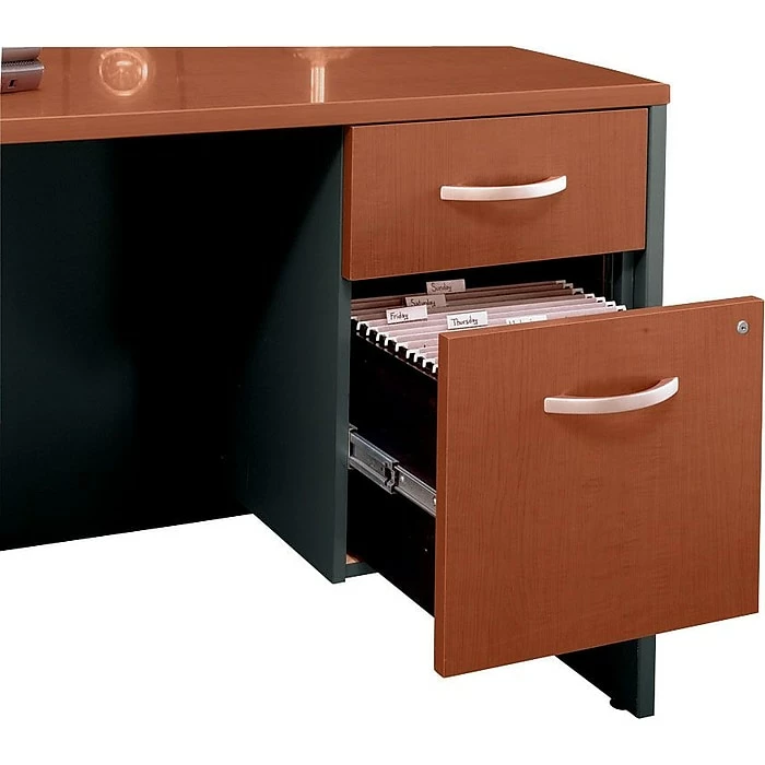 Bush Business Furniture Westfield 2 Drawer 3/4 Pedestal, Auburn Maple, (WC48590SU) 3 Bush Business Furniture Westfield 2 Drawer 3/4 Pedestal, Auburn Maple, (WC48590SU)