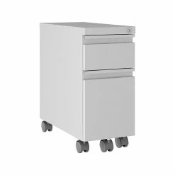Hirsh HL10000 Series 2-Drawer Vertical File Cabinet, Mobile/Pedestal, Letter/Legal, Arctic Silver, 19.88" (24044)