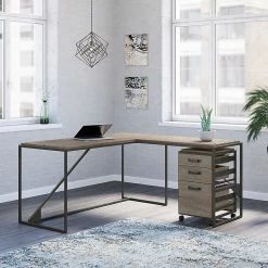 Bush Furniture Refinery 3-Drawer Vertical File Cabinet, Mobile/Pedestal, Letter, Restored Gray, 18" (RFF116RTG-03) -File Cabinets Shop unnamed file 3182