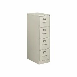 HON 510 Series 4-Drawer Vertical File Cabinet, Locking, Letter, Gray, 25"D (H514.P.Q)