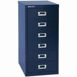 Bindertek Bisley Six Drawer Steel Multidrawer, Navy, Letter/A4 (MD6-NV)