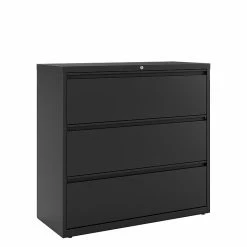 Staples HL8000 Commercial 3-Drawer Lateral File Cabinet, Locking, Letter/Legal, Black, 42"W (23202D)