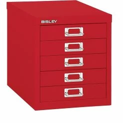 Bindertek Bisley Five Drawer Steel Multidrawer, Red, Letter/A4 (MD5-RD)
