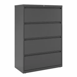 Staples 4-Drawer Lateral File Cabinet, Locking, Letter/Legal, Charcoal, 36"W (26825D)