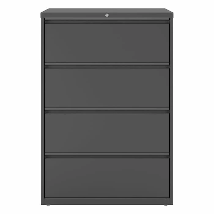 Staples 4-Drawer Lateral File Cabinet, Locking, Letter/Legal, Charcoal, 36"W (26825D) 4 Staples 4-Drawer Lateral File Cabinet, Locking, Letter/Legal, Charcoal, 36"W (26825D) - Image 2