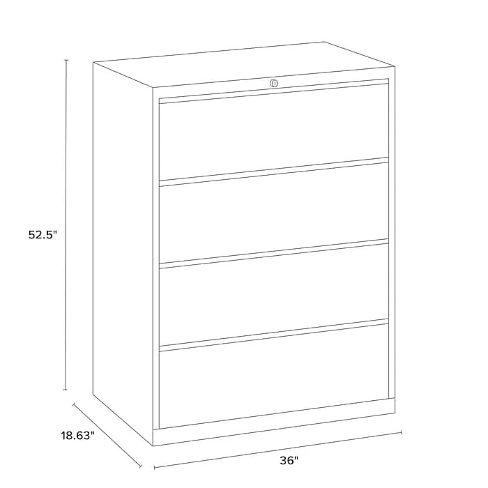 Staples 4-Drawer Lateral File Cabinet, Locking, Letter/Legal, Charcoal, 36"W (26825D) 8 Staples 4-Drawer Lateral File Cabinet, Locking, Letter/Legal, Charcoal, 36"W (26825D) - Image 6