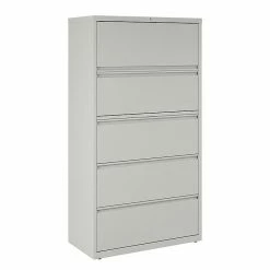 Staples Commercial 5 File Drawers Lateral File Cabinet, Locking, Gray, Letter/Legal, 36"W (21746D)