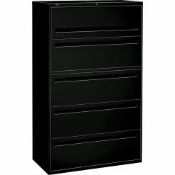 HON Brigade 700 Series 5-Drawer Lateral File Cabinet, Letter/Legal, Black, 42" (HON795LP)