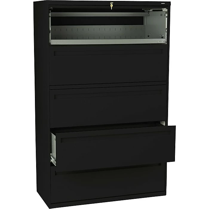 HON Brigade 700 Series 5-Drawer Lateral File Cabinet, Letter/Legal, Black, 42" (HON795LP) 4 HON Brigade 700 Series 5-Drawer Lateral File Cabinet, Letter/Legal, Black, 42" (HON795LP) - Image 2