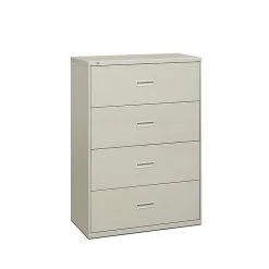 HON Lateral File, 4 Drawers, Molded Pull, Light Gray Finish, 36"W (BSX484LQ)