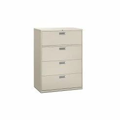 HON Brigade 600 Series 4-Drawer Lateral File Cabinet, Locking, Letter/Legal, Gray, 44"W (HON694LQ)