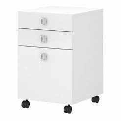 Office By Kathy Ireland® Echo 3 Drawer Mobile File Cabinet, Pure White/Pure White (KI60101-03)