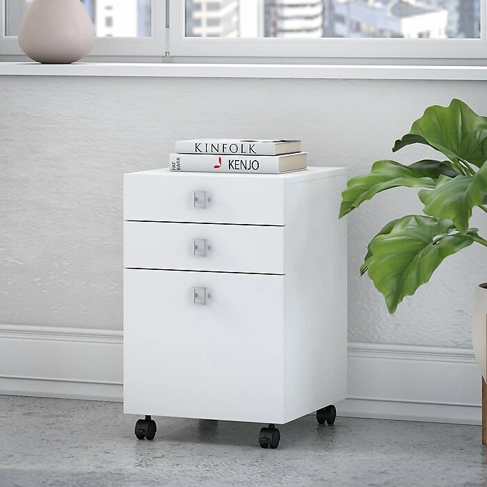 Office By Kathy Ireland® Echo 3 Drawer Mobile File Cabinet, Pure White/Pure White (KI60101-03) 4 Office By Kathy Ireland® Echo 3 Drawer Mobile File Cabinet, Pure White/Pure White (KI60101-03) - Image 2
