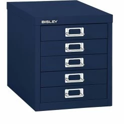 Bindertek Bisley Five Drawer Steel Multidrawer, Navy, Letter/A4 (MD5-NV)