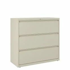 Staples HL8000 Commercial 3-Drawer Lateral File Cabinet, Locking, Letter/Legal, Putty/Beige, 42"W (23201D)