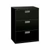 HON Brigade 600 Series 3-Drawer Lateral File Cabinet, Locking, Letter/Legal, Black, 30"W (H673.L.P)