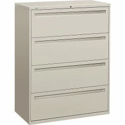 HON Brigade 700 Series H794 4-Drawer Lateral File Cabinet, Locking, Letter/Legal, Light Gray, 42" (794LL)