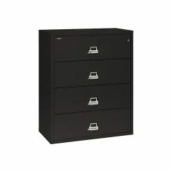 FireKing Classic 4-Drawer Lateral File Cabinet, Fire Resistant, Letter/Legal, Black, 44.5"W (4-4422-CBL)