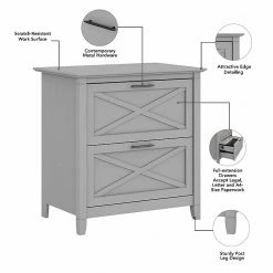 Bush Furniture Key West 2-Drawer Lateral File Cabinet, Letter/Legal, Cape Cod Gray, 30" (KWF130CG-03) 12 Bush Furniture Key West 2-Drawer Lateral File Cabinet, Letter/Legal, Cape Cod Gray, 30" (KWF130CG-03) -File Cabinets Shop unnamed file 505
